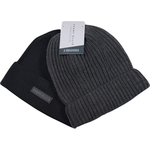 Perry Ellis Portfolio Beanie Set (2-Pack) - NWT Mens One Size - #45814-M7 - Picture 1 of 1